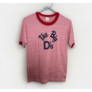 Vtg Single Stitch Ringer T-Shirt The Big Ds Graphic Tee 70s‎ 80s M Red Retro